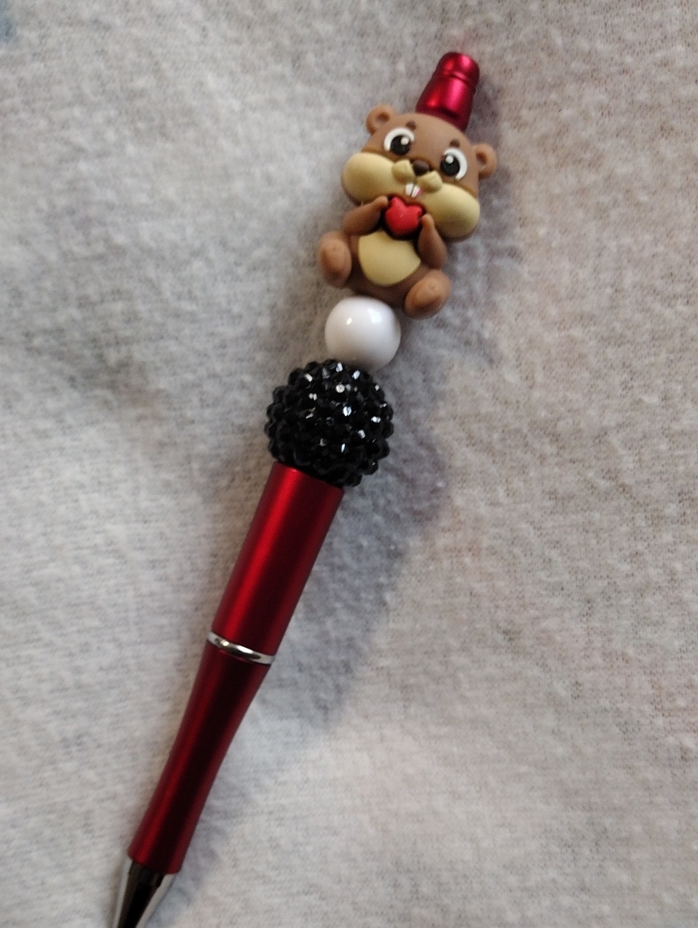Red Decorative Bear Top Ballpoint Pen - Unbranded